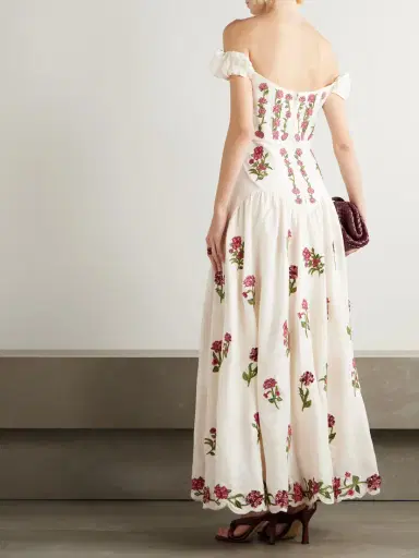 Agua by Agua Bendita Siembra Off-the-shoulder Appliquéd Embroidered Printed Linen Maxi Dress | Thumbnail 3 Agua by Agua Bendita Siembra Off-the-shoulder Appliquéd Embroidered Printed Linen Maxi Dress | Thumbnail 3