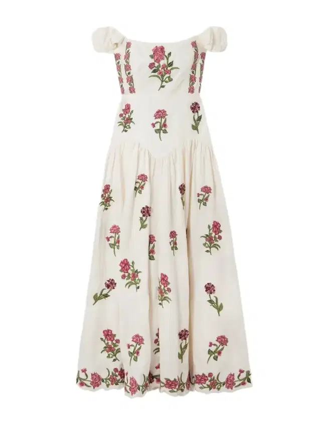 Agua by Agua Bendita Siembra Off-the-shoulder Appliquéd Embroidered Printed Linen Maxi Dress