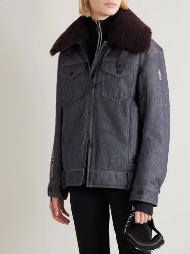 Moncler Grenoble Yunque Shearling-trimmed Denim Down Jacket | Thumbnail 3