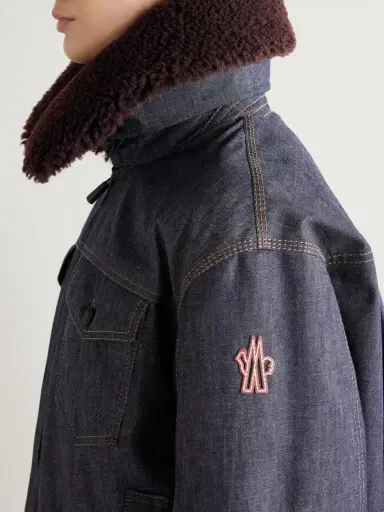 Moncler Grenoble Yunque Shearling-trimmed Denim Down Jacket | Thumbnail 6
