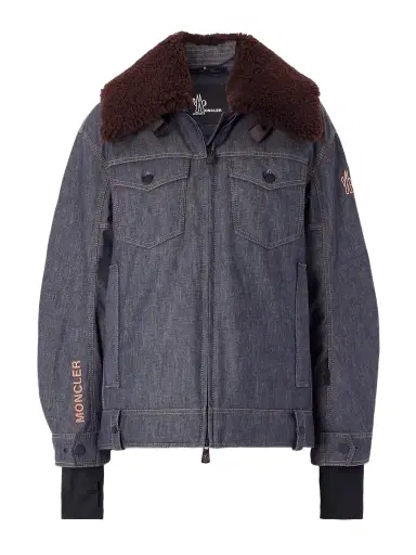 Moncler Grenoble Yunque Shearling-trimmed Denim Down Jacket | Thumbnail 1