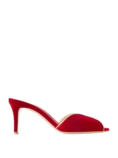 Gianvito Rossi 70 Leather-trimmed Velvet Mules | Thumbnail 1 Gianvito Rossi 70 Leather-trimmed Velvet Mules | Thumbnail 1