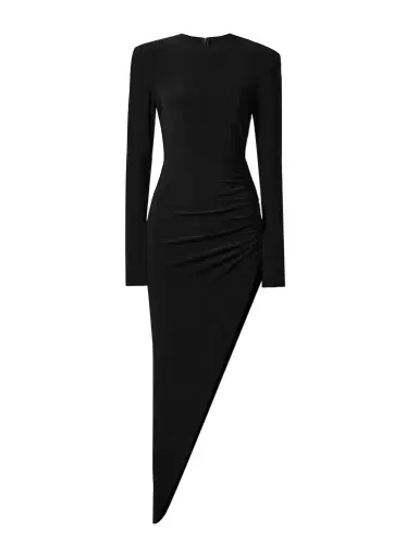 Norma Kamali Asymmetric Ruched Stretch-jersey Dress | Thumbnail 1 Norma Kamali Asymmetric Ruched Stretch-jersey Dress | Thumbnail 1