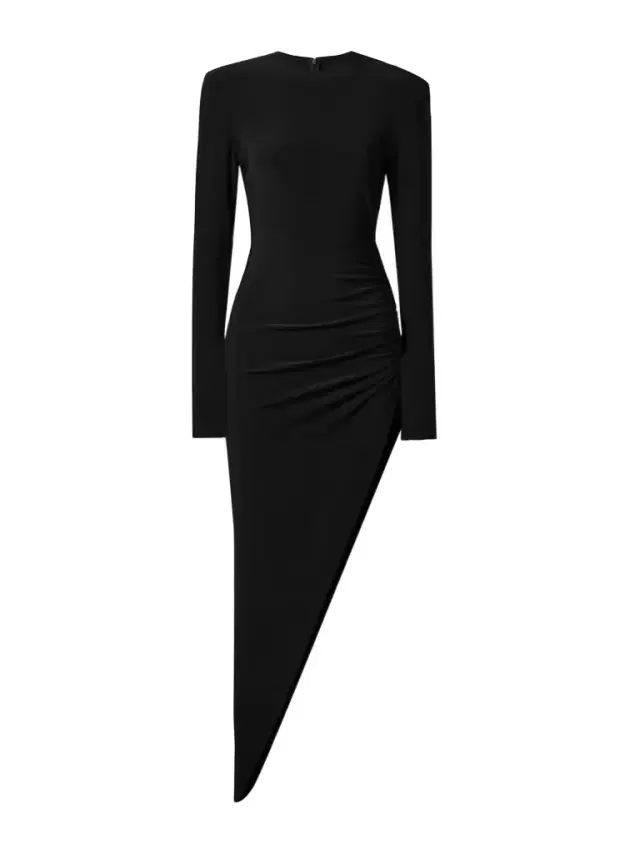Asymmetric Ruched Stretch-jersey Dress