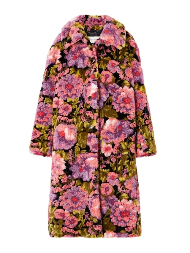 Floral-print Fleece Coat