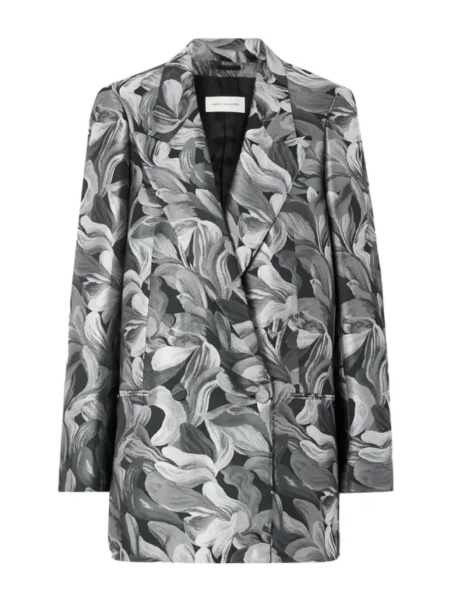 Double-breasted Oversized Jacquard Blazer