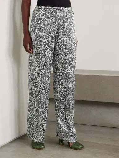 Dries Van Noten Pleated Printed Silk-satin Wide-leg Pants | Thumbnail 3