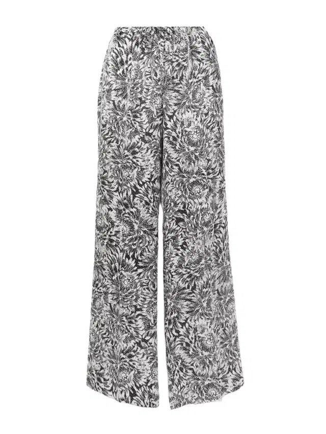 Pleated Printed Silk-satin Wide-leg Pants