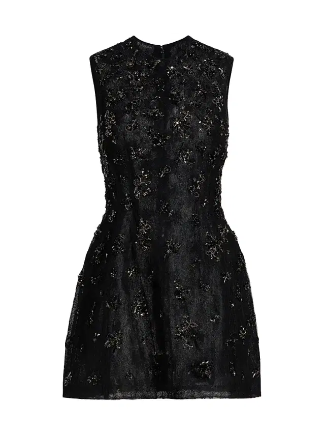 SIMKHAI Women's Evelina Beaded Fit & Flare Minidress - Black