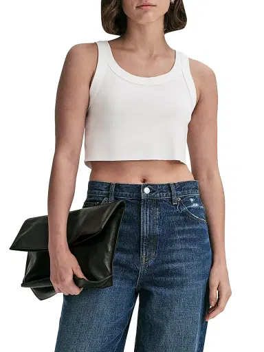 A.L.C. A. L.C. Women's Halsey Cotton Racerback Crop Tank | Thumbnail 3