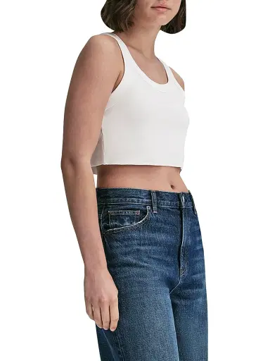 A.L.C. Women's Halsey Cotton Racerback Crop Tank - White - Size XL | Thumbnail 4 A.L.C. Women's Halsey Cotton Racerback Crop Tank - White - Size XL | Thumbnail 4