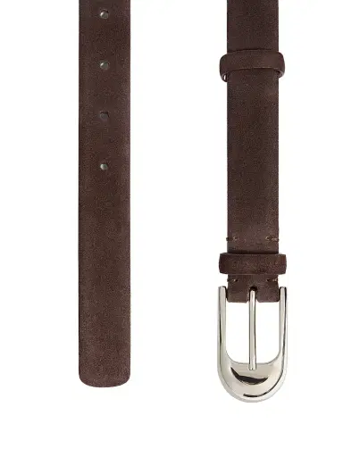 Khaite Women's Dome Suede Belt - Dark Brown | Thumbnail 2