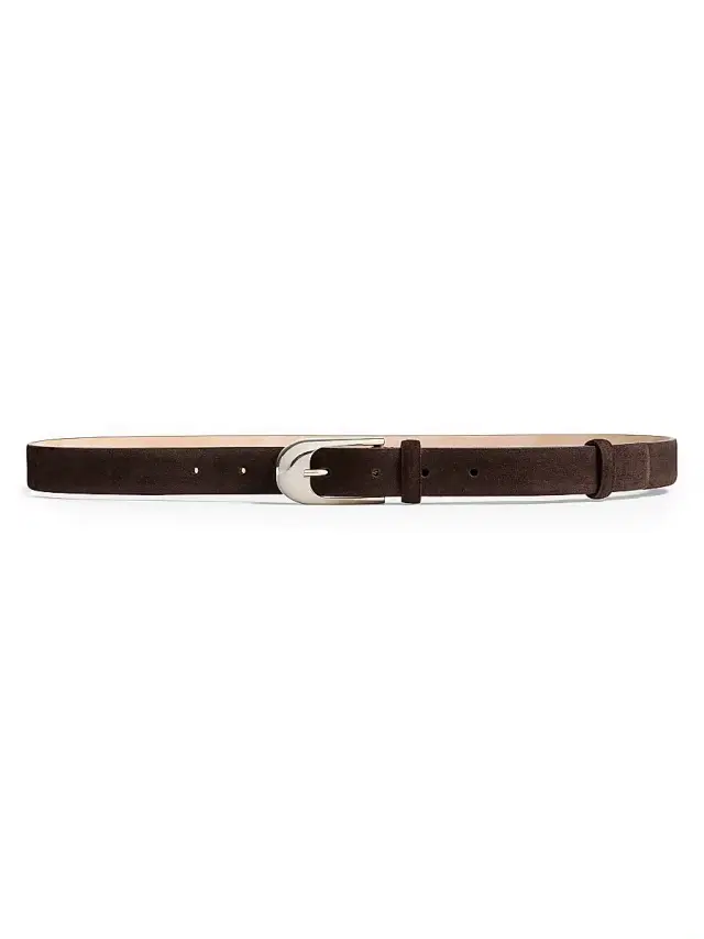 Women's Dome Suede Belt - Dark Brown