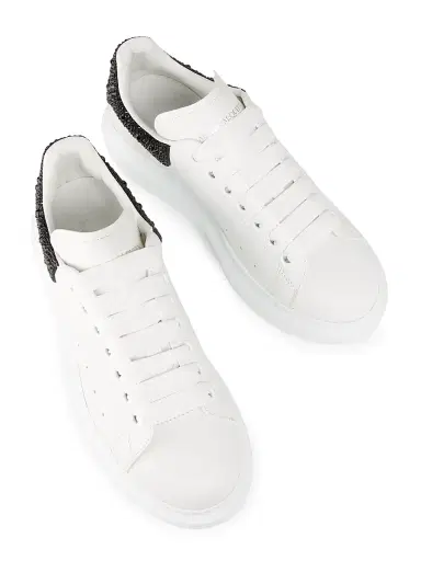 Alexander McQueen Women's Embellished Leather Low-Top Sneakers - White Black - Size 11 | Thumbnail 4 Alexander McQueen Women's Embellished Leather Low-Top Sneakers - White Black - Size 11 | Thumbnail 4