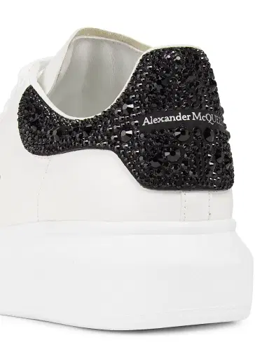 Alexander McQueen Women's Embellished Leather Low-Top Sneakers - White Black - Size 11 | Thumbnail 5 Alexander McQueen Women's Embellished Leather Low-Top Sneakers - White Black - Size 11 | Thumbnail 5