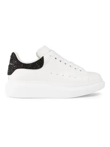 Alexander McQueen Women's Embellished Leather Low-Top Sneakers - White Black - Size 11 | Thumbnail 1 Alexander McQueen Women's Embellished Leather Low-Top Sneakers - White Black - Size 11 | Thumbnail 1