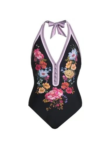 Johnny Was Women's Baccara Halter One-Piece Swimsuit - Baccara - Size XXL | Thumbnail 1 Johnny Was Women's Baccara Halter One-Piece Swimsuit - Baccara - Size XXL | Thumbnail 1