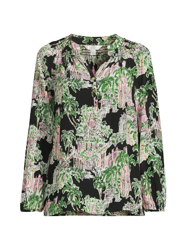Women's Elsa Silk Blouse - Onyx Anniversary Toile