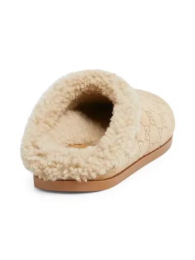 Gucci Women's GG Suede & Shearling Mules - Sand | Thumbnail 3