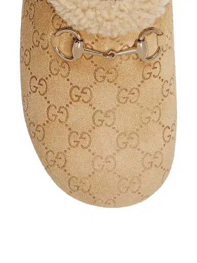 Gucci Women's GG Suede & Shearling Mules - Sand | Thumbnail 5