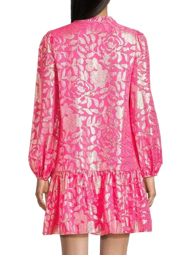Lilly Pulitzer Women's Evaline Silk Dropped Waist Minidress - Sun Shell Pink Floral Bloom - Size 10 | Thumbnail 5 Lilly Pulitzer Women's Evaline Silk Dropped Waist Minidress - Sun Shell Pink Floral Bloom - Size 10 | Thumbnail 5