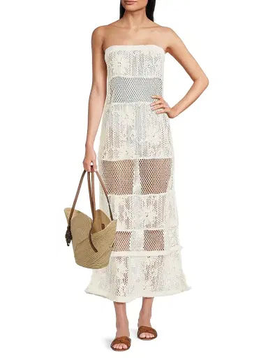 Ramy Brook Women's Senara Bandeau Lace Cover-Up Maxi Dress - White Embroidered - Size Large | Thumbnail 2 Ramy Brook Women's Senara Bandeau Lace Cover-Up Maxi Dress - White Embroidered - Size Large | Thumbnail 2
