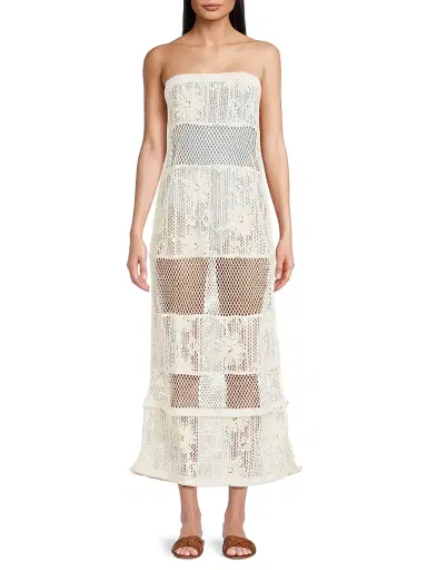 Ramy Brook Women's Senara Bandeau Lace Cover-Up Maxi Dress - White Embroidered - Size Large | Thumbnail 3 Ramy Brook Women's Senara Bandeau Lace Cover-Up Maxi Dress - White Embroidered - Size Large | Thumbnail 3