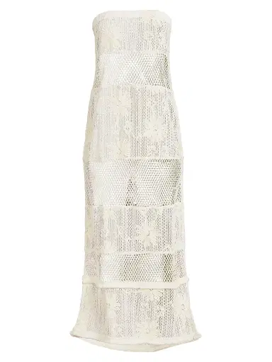 Ramy Brook Women's Senara Bandeau Lace Cover-Up Maxi Dress - White Embroidered - Size Large | Thumbnail 1 Ramy Brook Women's Senara Bandeau Lace Cover-Up Maxi Dress - White Embroidered - Size Large | Thumbnail 1