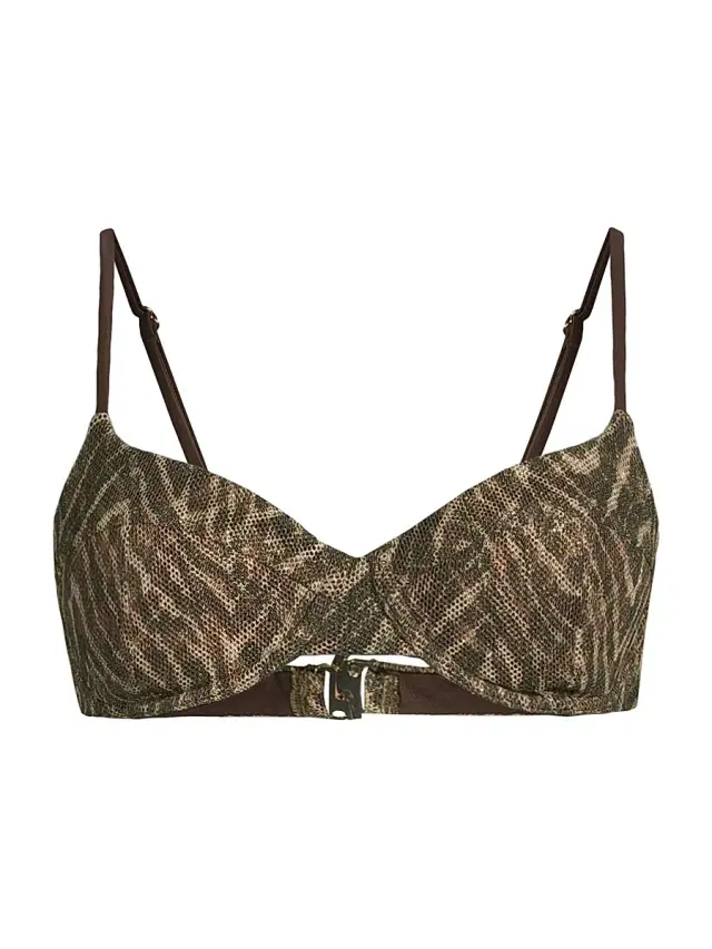 Ramy Brook Women's Mona Printed Bikini Top - Beach Brown Zebra