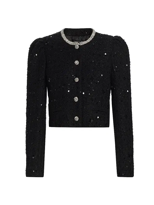 Generation Love Women's Chiara Crystal-Embellished Tweed Jacket - Black