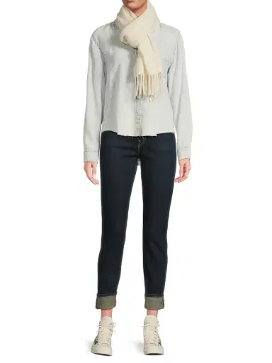 rag & bone Women's Mila Textured Cashmere Scarf - Fry Red | Thumbnail 2