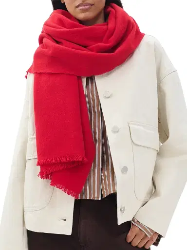 rag & bone Women's Mila Textured Cashmere Scarf - Fry Red | Thumbnail 3
