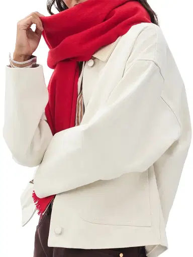 rag & bone Women's Mila Textured Cashmere Scarf - Fry Red | Thumbnail 4
