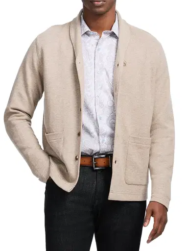 Robert Graham Men's Adriano Shawl Knit Cardigan - Tan - Size XXL | Thumbnail 3