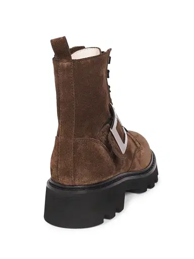 Roger Vivier Women's Viv Rangers Truck Leather Ankle Booties - Marrone - Size 10 | Thumbnail 3