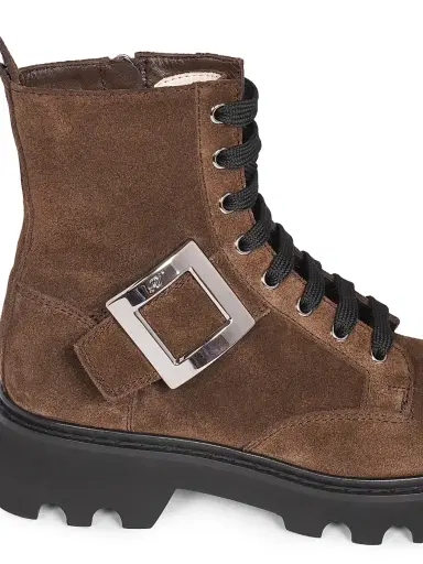 Roger Vivier Women's Viv Rangers Truck Leather Ankle Booties - Marrone - Size 10 | Thumbnail 5