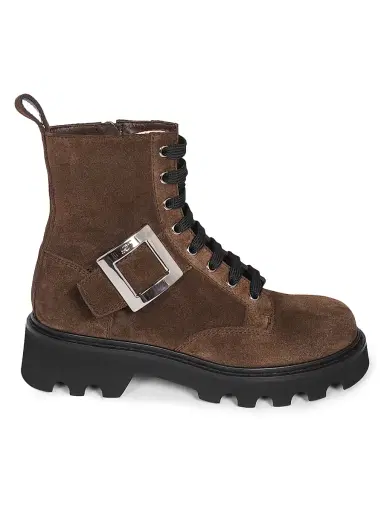 Roger Vivier Women's Viv Rangers Truck Leather Ankle Booties - Marrone - Size 10 | Thumbnail 1