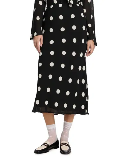 Reformation Women's Layla Polka Dot Midi-Skirt - Moon Dot | Thumbnail 3