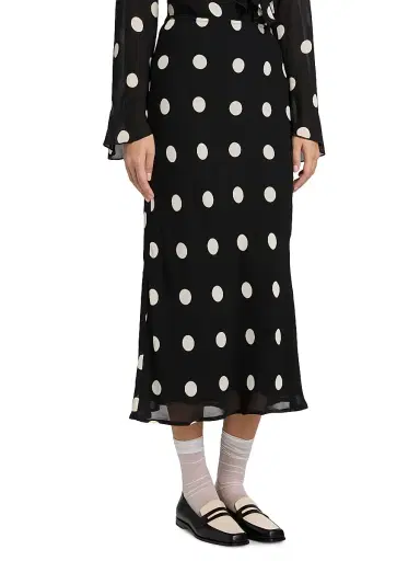 Reformation Women's Layla Polka Dot Midi-Skirt - Moon Dot | Thumbnail 4