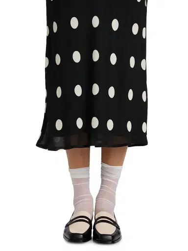 Reformation Women's Layla Polka Dot Midi-Skirt - Moon Dot | Thumbnail 6
