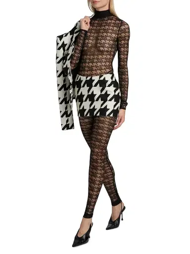 LaQuan Smith Women's Houndstooth Sheer Jumpsuit | Thumbnail 2