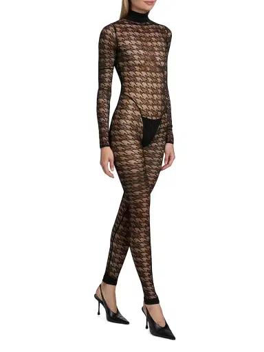 LaQuan Smith Women's Houndstooth Sheer Jumpsuit | Thumbnail 4