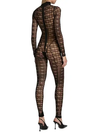 LaQuan Smith Women's Houndstooth Sheer Jumpsuit | Thumbnail 5