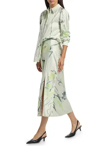 Jason Wu Collection Women's Watercolor Floral Crépe Satin Slip Midi-Skirt - Light Jade Multi - Size 6 | Thumbnail 2 Jason Wu Collection Women's Watercolor Floral Crépe Satin Slip Midi-Skirt - Light Jade Multi - Size 6 | Thumbnail 2