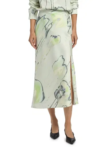 Jason Wu Collection Women's Watercolor Floral Crépe Satin Slip Midi-Skirt - Light Jade Multi - Size 6 | Thumbnail 3 Jason Wu Collection Women's Watercolor Floral Crépe Satin Slip Midi-Skirt - Light Jade Multi - Size 6 | Thumbnail 3