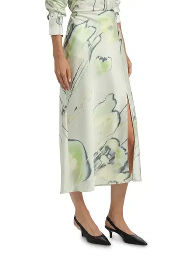 Jason Wu Collection Women's Watercolor Floral Crépe Satin Slip Midi-Skirt - Light Jade Multi - Size 6 | Thumbnail 4 Jason Wu Collection Women's Watercolor Floral Crépe Satin Slip Midi-Skirt - Light Jade Multi - Size 6 | Thumbnail 4