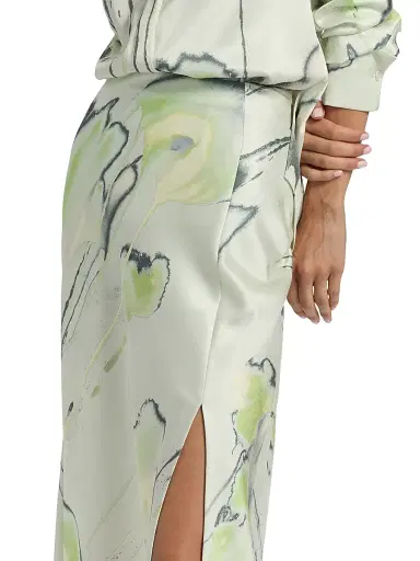 Jason Wu Collection Women's Watercolor Floral Crépe Satin Slip Midi-Skirt - Light Jade Multi - Size 6 | Thumbnail 6 Jason Wu Collection Women's Watercolor Floral Crépe Satin Slip Midi-Skirt - Light Jade Multi - Size 6 | Thumbnail 6