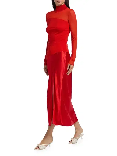 Jason Wu Collection Women's Satin Bias-Cut Slip Midi-Skirt - Papaya - Size 8 | Thumbnail 2 Jason Wu Collection Women's Satin Bias-Cut Slip Midi-Skirt - Papaya - Size 8 | Thumbnail 2