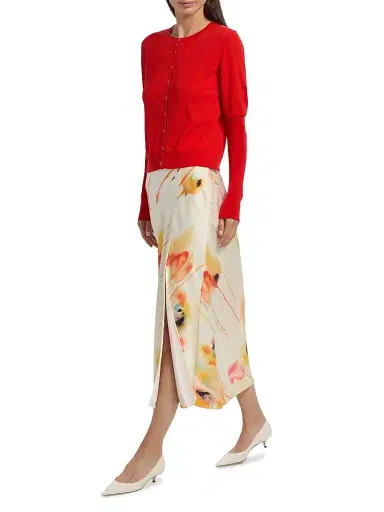 Jason Wu Collection Women's Floral Satin Midi-Skirt - Limoncello Multi - Size 12 | Thumbnail 2