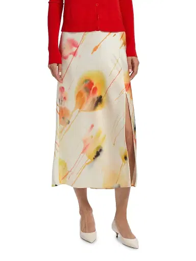 Jason Wu Collection Women's Floral Satin Midi-Skirt - Limoncello Multi - Size 12 | Thumbnail 3